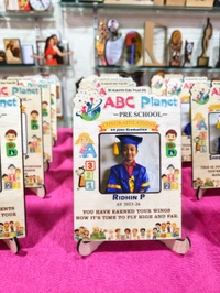 Personalized Pre-School Graduation MDF Photo Frame – ABC Planet Pre-School Theme - 10 Qty
