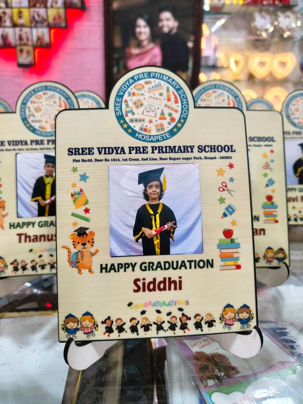 Personalized Pre-School Graduation MDF Photo Frame – Sree Vidya Pre-Primary School Theme - 10 Qty