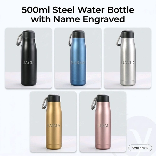 500ml Name Engraved Bottle With Rope Cap