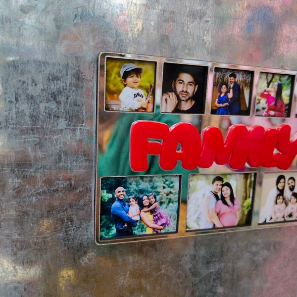 4x6" Inch MDF Fridge Magnet With 8 Photos And Customised Text