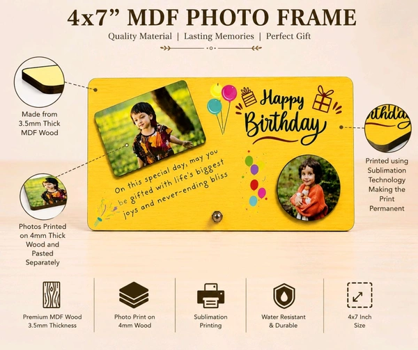 6x8" Inch Happy Birthday MDF Table Frame