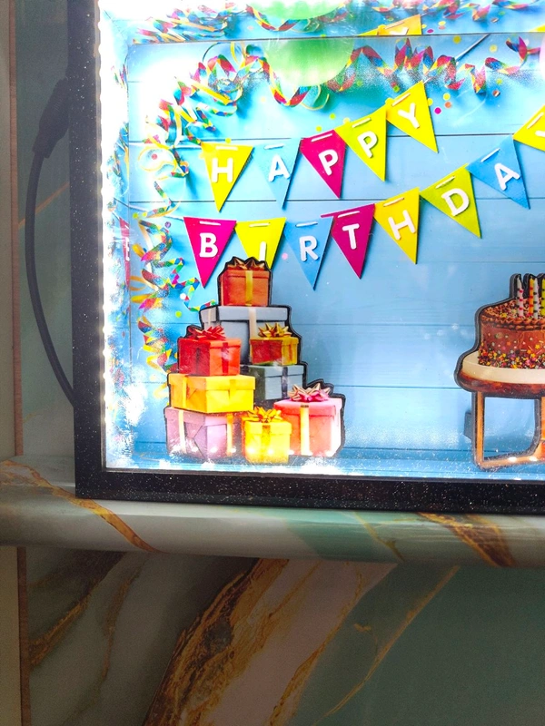 A4 SIZE - Birthday Cutout Miniature LED BOX