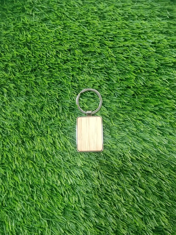 Wooden Metal Keychain - Rectangle Shape