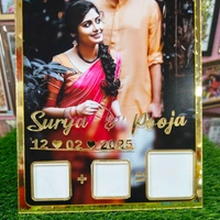 Personalised MDF and Golden Acrylic Wedding thumb print frame (Rectangle shaped)