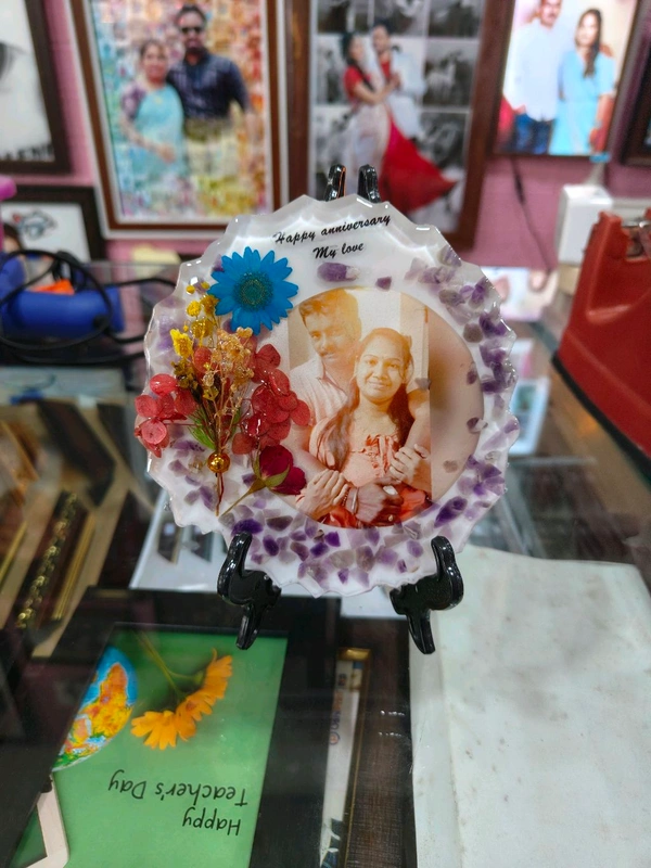 5" Inch Round Agate Mini Resin Frame - For Anniversary - Member Price, 50