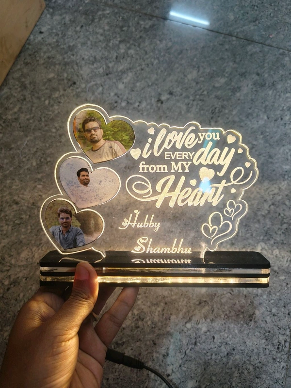 I Love you Wifey with 3 Pics Acrylic - Single LED - Regular Price