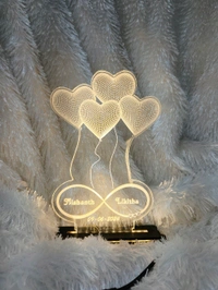 Heart Balloons Couple Text Acrylic - Single LED - Member Price