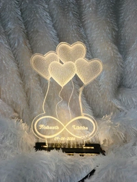 Heart Balloons Couple Text Acrylic - Single LED - Member Price