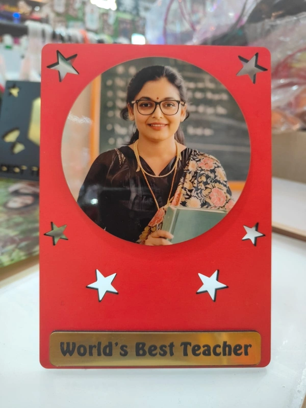 My Album Zone World's Best Teacher - Red MDF Table Frame