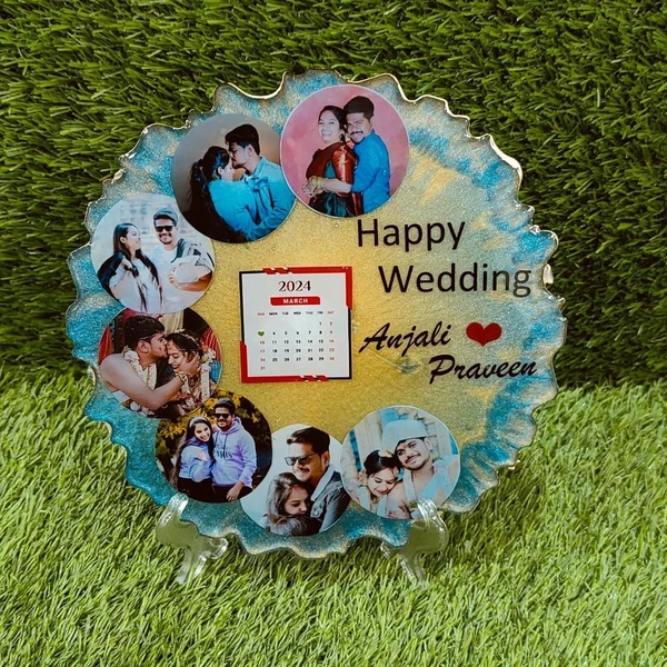 Round Agate Resin Frame - 8 Inch (Wedding Theme)