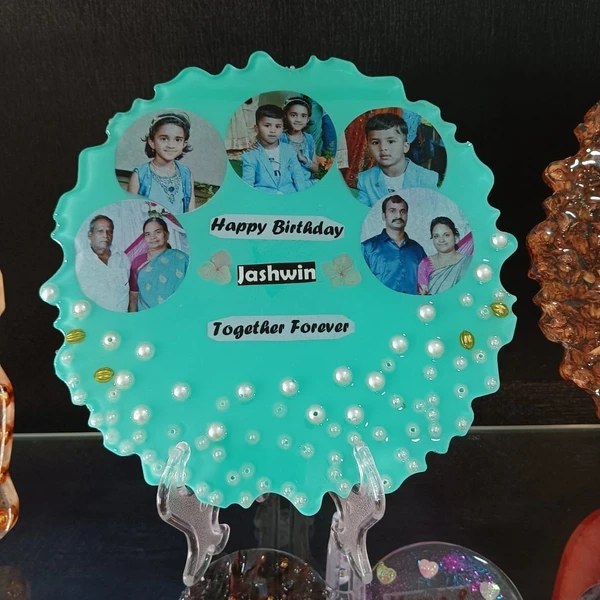 Round Agate Resin Frame - 8 Inch (Birthday theme) 