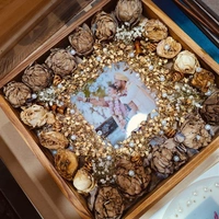 My Album Zone Resin Wooden Box Frame - 12x12" Inch (Lotus, Roses and Jasmine Garlands)