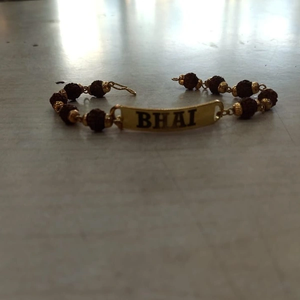 Rudraksha Bracelet Rakhi - Gold Color