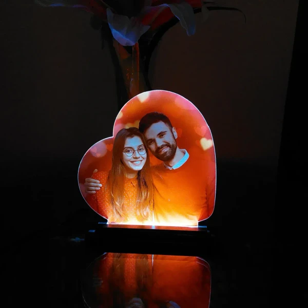 Heart Shape Printed Acrylic LED Table Frame