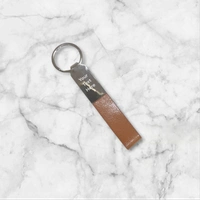 Length PU Leather Metal Keychain - Tan