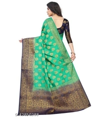 Fancy Jacqurad Rama Saree - Free, Green , pack of 2, Free shipping 