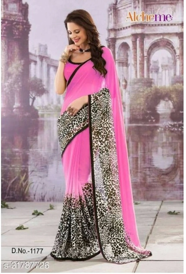 GoSriki georgette mustard Printed Saree - Free Home Delivery , 6 color available , pack of 1