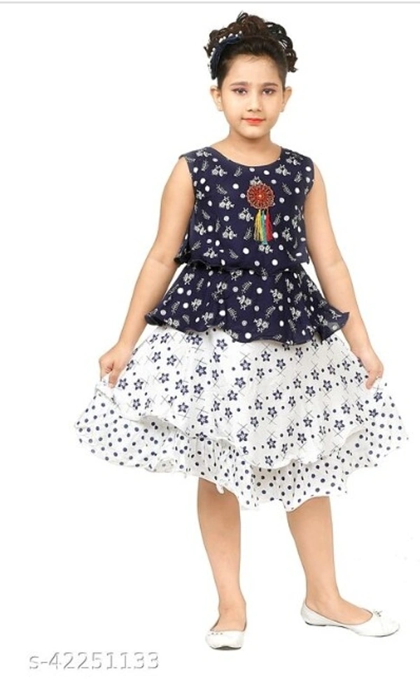 Pretty Trendy Girls Top And Bottom Set - Free Home Delivery , 6-7Year, black&white, pack of 1