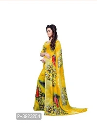 Beautiful Georgette Sare With Blouse Piece - Free Home Delivery , Yellow , Free, pack of 1