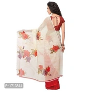 Beautiful Georgette Sare With Blouse Piece - Free Home Delivery , Free, Red with white, pack of 1