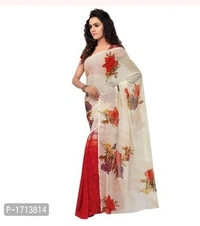 Beautiful Georgette Sare With Blouse Piece - Free Home Delivery , Free, Red with white, pack of 1