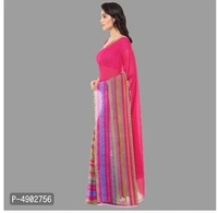 Beautiful Georgette Sare With Blouse Piece - Free Home Delivery , Free , pink, pack of 1