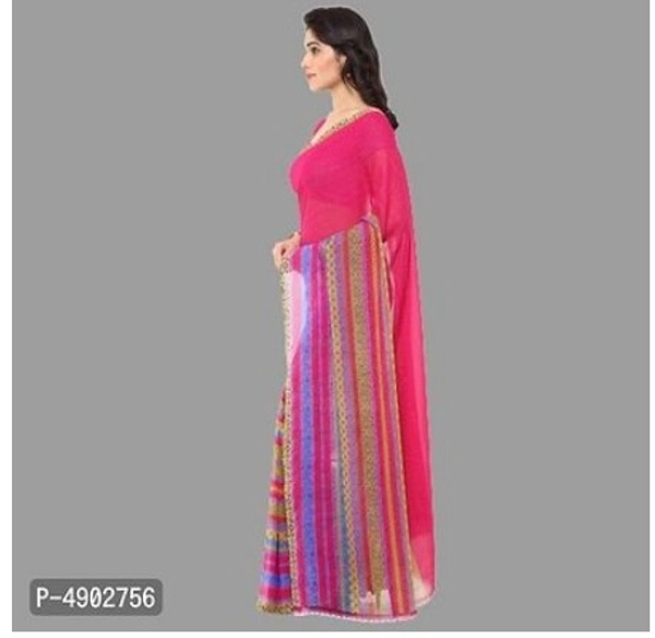 Beautiful Georgette Sare With Blouse Piece - Free Home Delivery , Free , pink, pack of 1