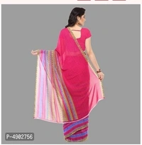 Beautiful Georgette Sare With Blouse Piece - Free Home Delivery , Free , pink, pack of 1