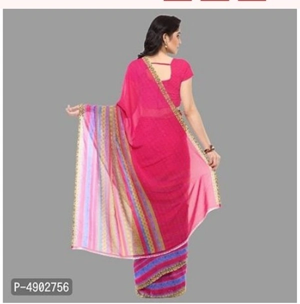 Beautiful Georgette Sare With Blouse Piece - Free Home Delivery , Free , pink, pack of 1