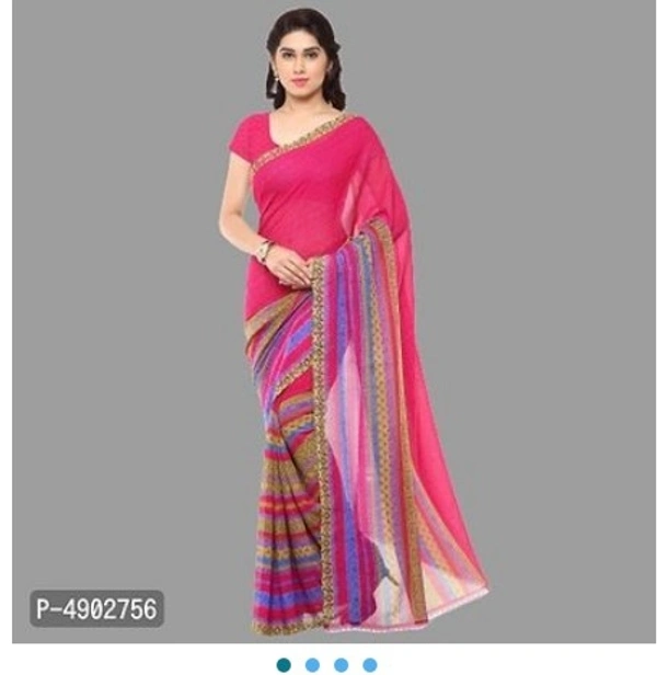 Beautiful Georgette Sare With Blouse Piece - Free Home Delivery , Free , pink, pack of 1