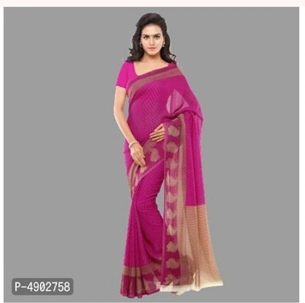Beautiful Georgette Sare With Blouse Piece - Free Home Delivery , Free , Pink, pack of 1