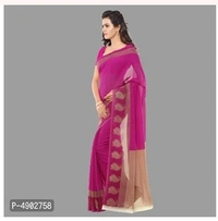 Beautiful Georgette Sare With Blouse Piece - Free Home Delivery , Free , Pink, pack of 1