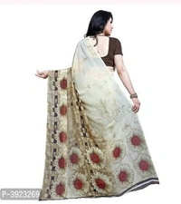 Beautiful Georgette Sare With Blouse Piece - White , Free Home Delivery , Free , pack of 1