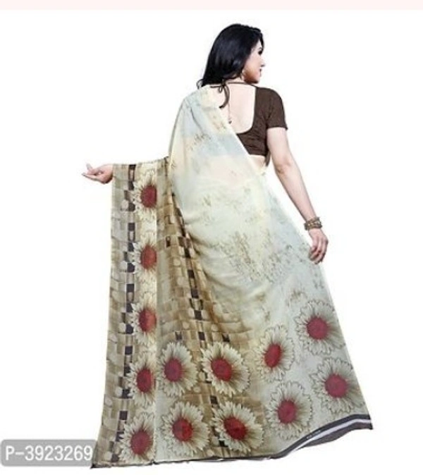 Beautiful Georgette Sare With Blouse Piece - White , Free Home Delivery , Free , pack of 1