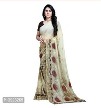 Beautiful Georgette Sare With Blouse Piece - White , Free Home Delivery , Free , pack of 1