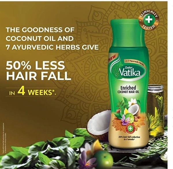 Dabur Vatika Enriched Coconut Hair Oil - Free Home Delivery , 300 ml.