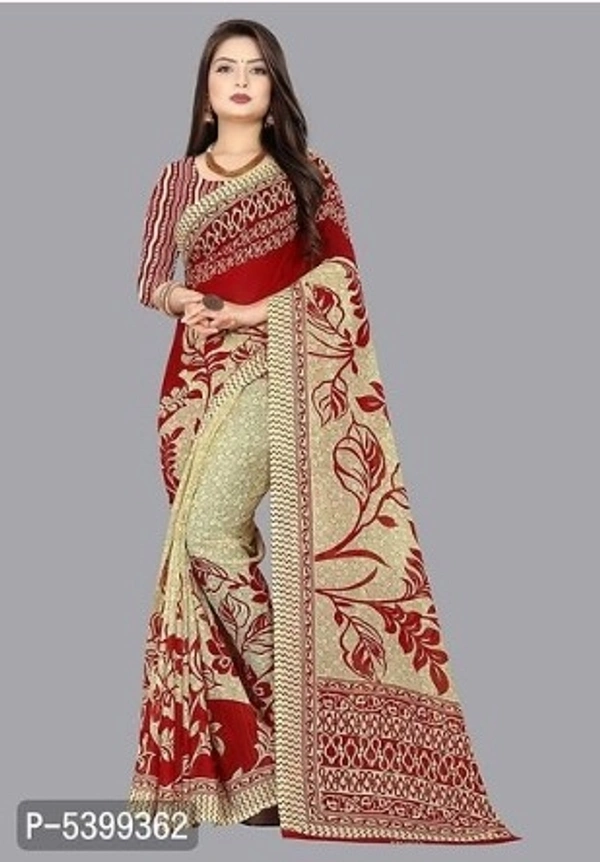 Stylish Georgette Multicoloured Floral Saree With Blouse Piece - Free shipping , Free , golden, pack of 1