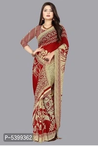 Stylish Georgette Multicoloured Floral Saree With Blouse Piece - Free shipping , Free , golden, pack of 1