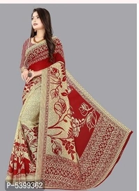 Stylish Georgette Multicoloured Floral Saree With Blouse Piece - Free shipping , Free , golden, pack of 1