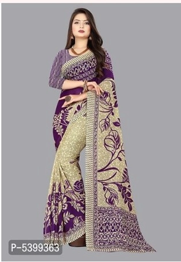 Stylish Georgette Multicoloured Floral Saree With Blouse Piece - Free shipping , Free, pack of 1, golden