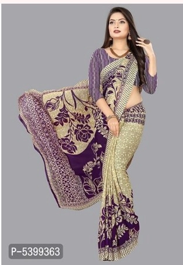 Stylish Georgette Multicoloured Floral Saree With Blouse Piece - Free shipping , Free, pack of 1, golden