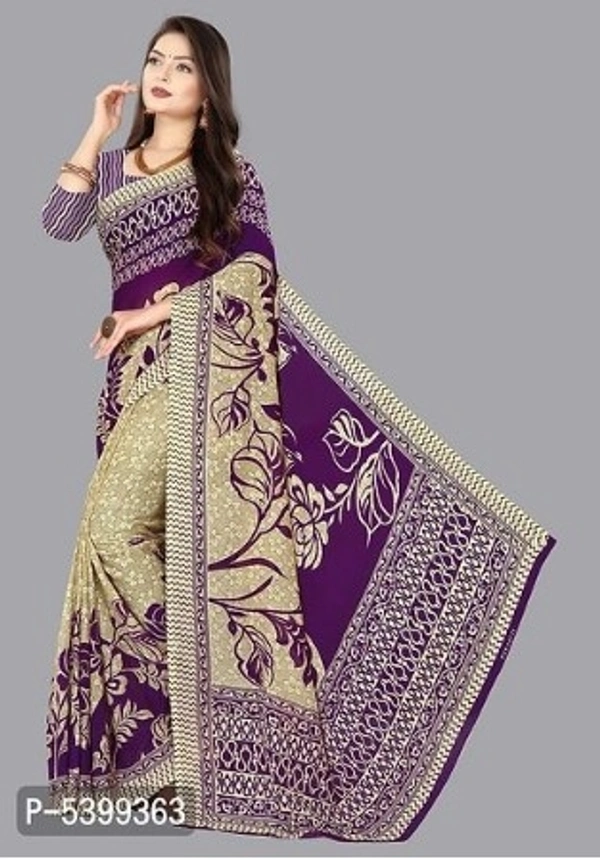 Stylish Georgette Multicoloured Floral Saree With Blouse Piece - Free shipping , Free, pack of 1, golden