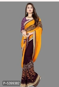 Stylish Georgette Multicoloured Paisley Saree With Blouse Piece - Free shipping , Free , red, pack of 1