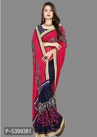 Stylish Georgette Multicoloured Paisley Saree With Blouse Piece - Free shipping , Free , red, pack of 1