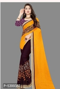 Stylish Georgette Multicoloured Paisley Saree With Blouse Piece - Free shipping , Free , red, pack of 1