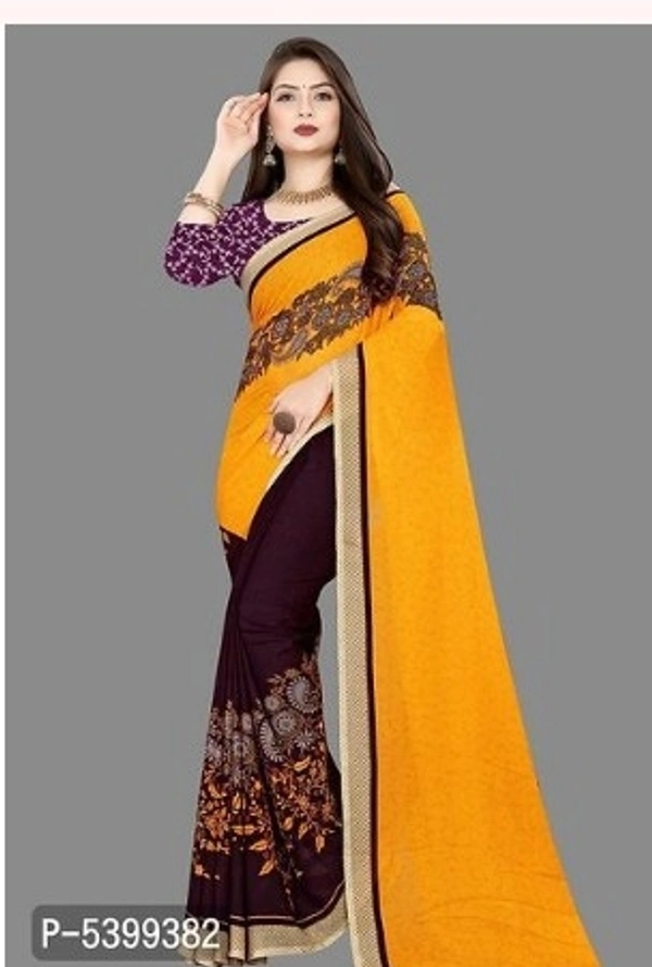Stylish Georgette Multicoloured Paisley Saree With Blouse Piece - Free shipping , Free , red, pack of 1