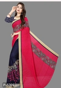 Stylish Georgette Multicoloured Paisley Saree With Blouse Piece - Free shipping , Free , red, pack of 1