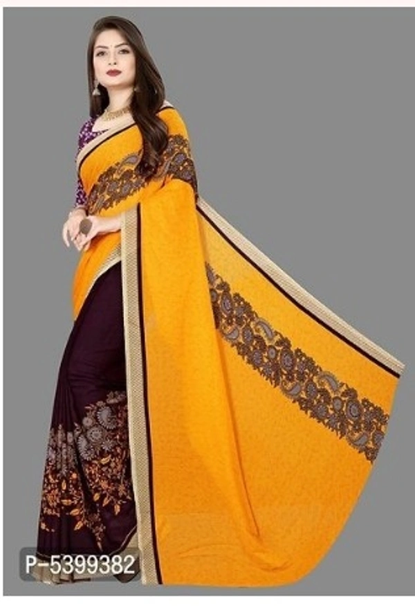 Stylish Georgette Multicoloured Paisley Saree With Blouse Piece - Free shipping , Free , red, pack of 1