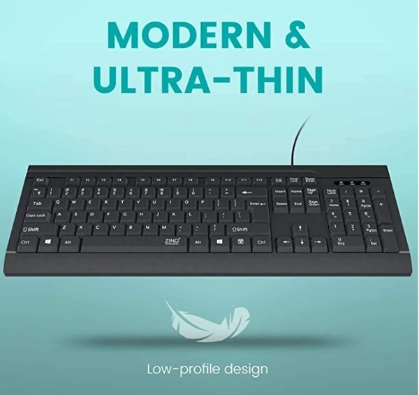 Zinq Technologies ZQ-1133 Full-Size Wired Keyboard with 104 Keys, 3 LED Lights and 1.5m Cable (Black) MBC - black , Free shipping , pack of 1