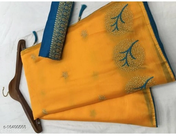 Suryam Chifon Ladva Design  - 7 color available , Free shipping , Free , pack of 1